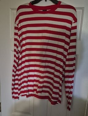 Striped Long Sleeve Tee - Red & White